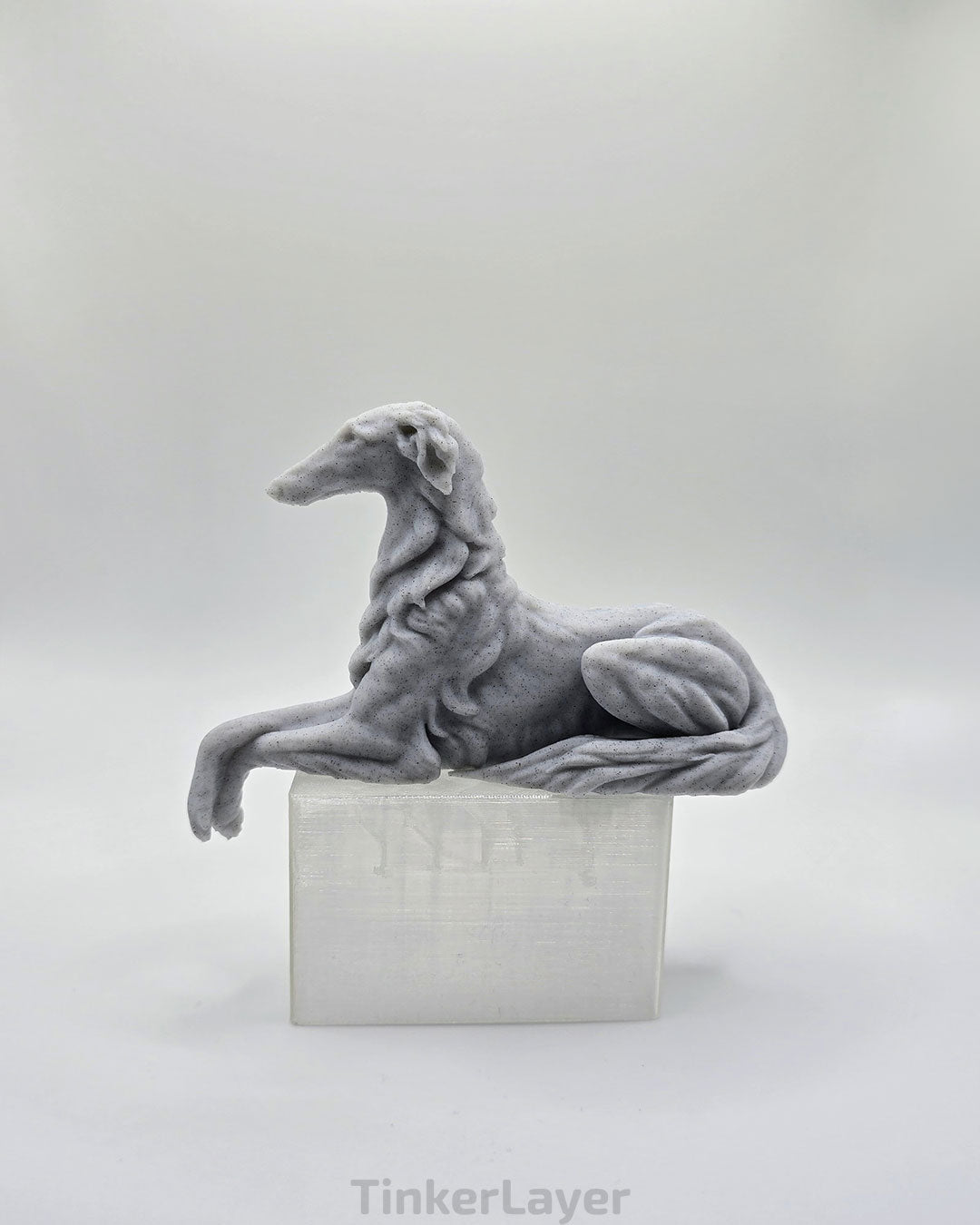 Borzoi Shelf Lounger in Marble PLA, front three-quarter view