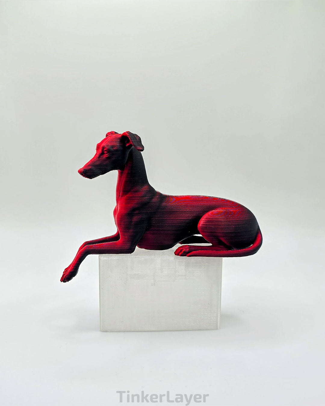 Whippet Shelf Lounger in Matte Black Red, side view