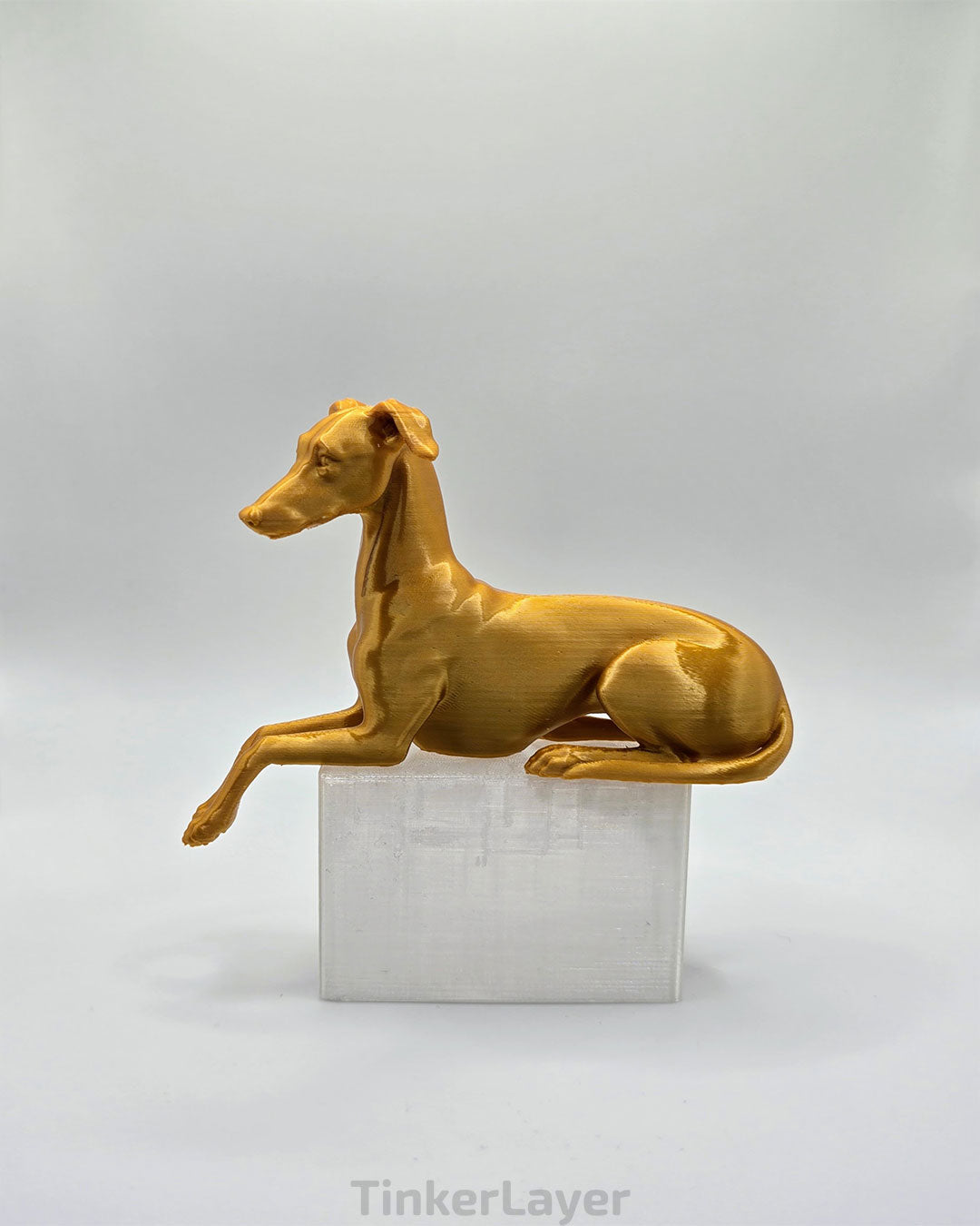 Whippet Shelf Lounger in Silk Gold, side view